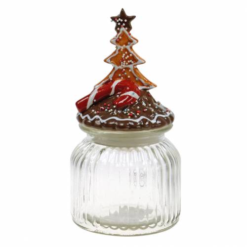 Floristik24 Cookie jar with ceramic lid gingerbread red, brown H21.5cm cookie jar