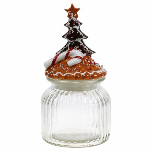 Glass jar with ceramic lid gingerbread white, brown H21.5cm cookie jar