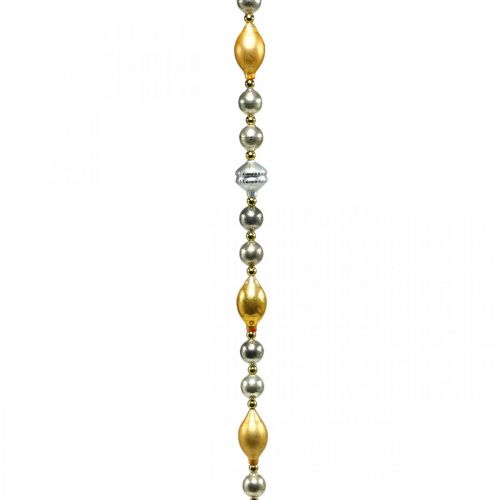 Floristik24 Christmas ball garland decoration golden, silver glass 1.8m