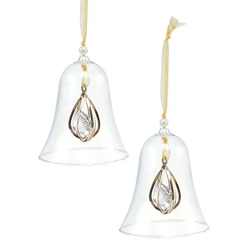 Floristik24 Bell jar Ø8cm H16cm with diamond 2pcs