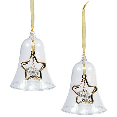 Floristik24 Glass Bell Ø8cm H16cm Gold 2pcs