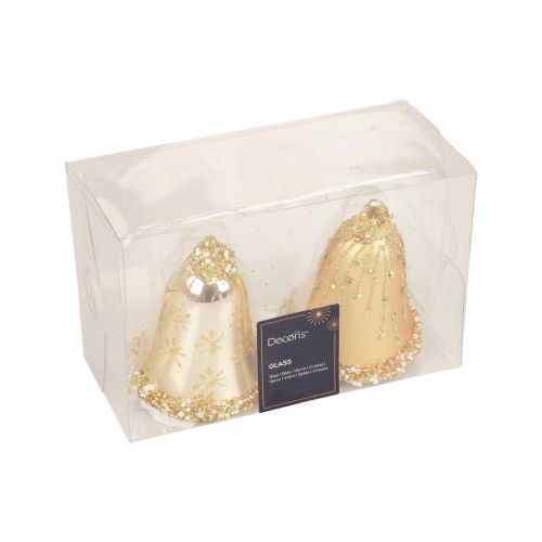 Floristik24 Glass bell Christmas tree decoration Christmas bell 8.5cm 2pcs