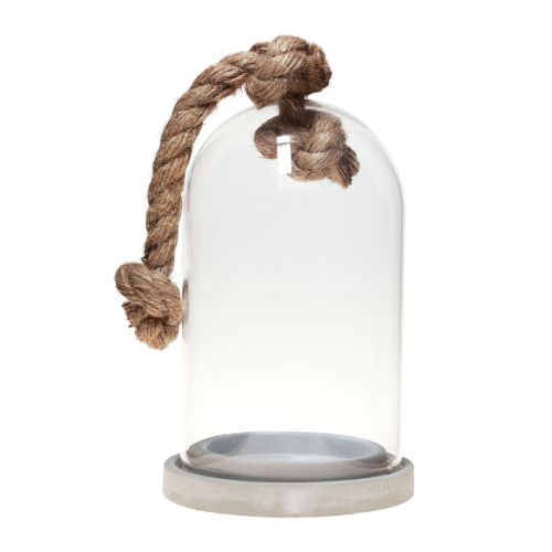 Floristik24 Glass bell decoration with concrete look base Ø13.5cm H24cm