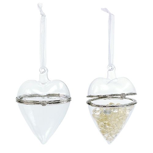 Floristik24 Glass heart for filling 7cm x 10cm clear 1 pc