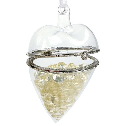Floristik24 Glass heart for filling 7cm x 10cm clear 1 pc