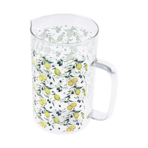 Product Glass jug lemons and olives decorative jug glass H17cm