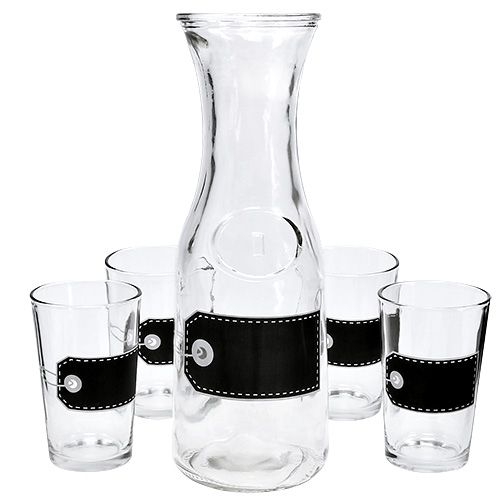 Product Glass carafe H27cm with 4 glasses H11cm