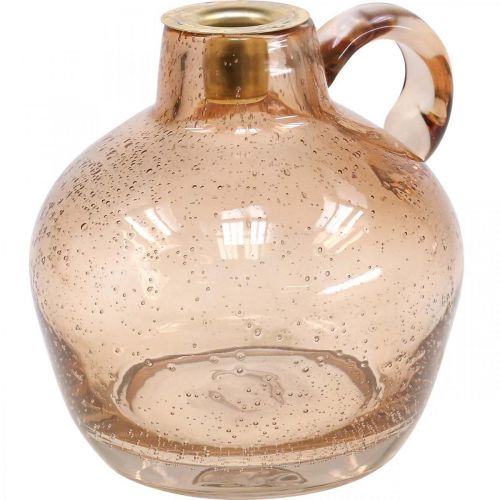 Floristik24 Candlestick Glass Candle Light Brown Decorative Jug H15.5cm