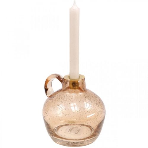 Product Candlestick Glass Candle Light Brown Decorative Jug H15.5cm