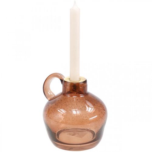 Product Candlestick glass rod candle brown decorative jug glass H15.5cm