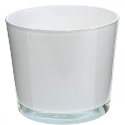 Glass flower pot white planter glass tub Ø14.5cm H12.5cm