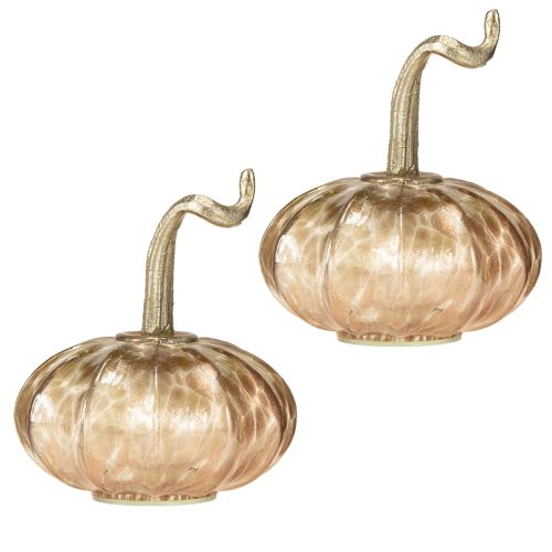 Floristik24 Glass pumpkin table decoration autumn pumpkin glass metal H14cm 2 pcs