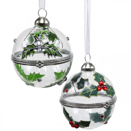 Product Christmas tree balls glass to fill holly Ø6cm 2pcs