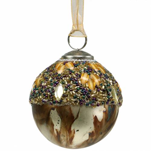 Floristik24 Christmas bauble with decor and pearls Glass Ø7,5cm