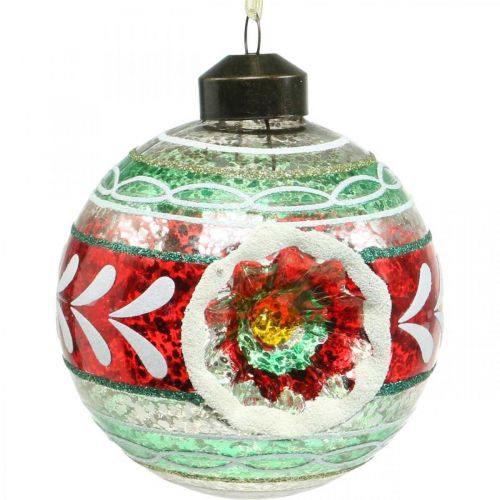 Product Christmas tree balls with pattern, tree decorations, Christmas balls colored H9cm Ø8cm real glass 3pcs