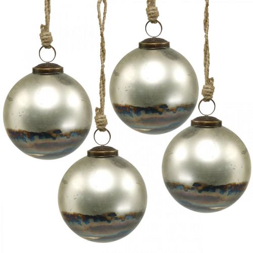 Floristik24 Christmas balls two-colored glass ball blue, metallic Ø9.5cm 4pcs