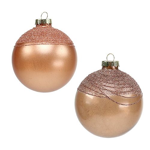 Floristik24 Glass ball copper assort. Ø8cm 4pcs