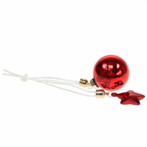 Floristik24 Christmas tree decoration glass ball with star red 5cm