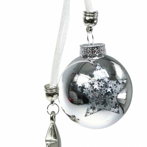 Product Christmas tree decoration glass ball with star silver 5cm