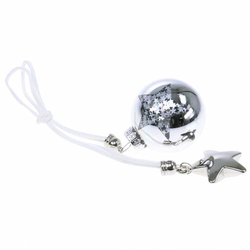 Floristik24 Christmas tree decoration glass ball with star silver 5cm