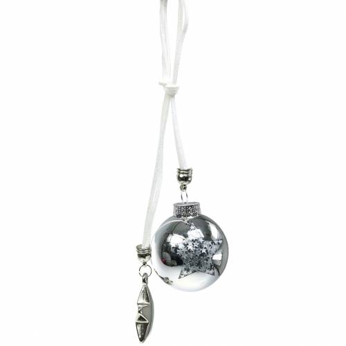 Floristik24 Christmas tree decoration glass ball with star silver 5cm