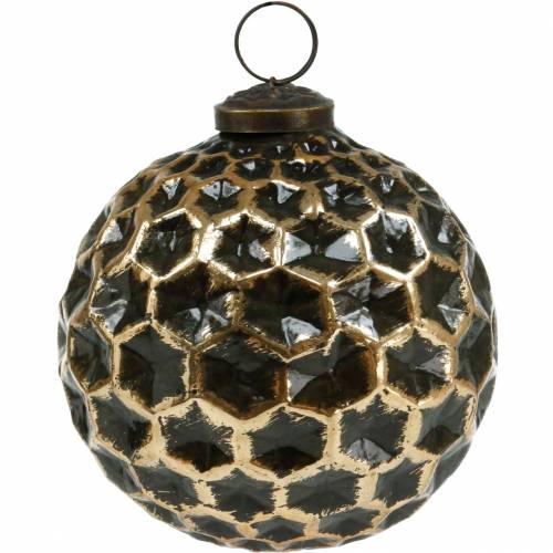 Floristik24 Christmas ball honeycomb pattern brown, golden Ø10cm 3pcs