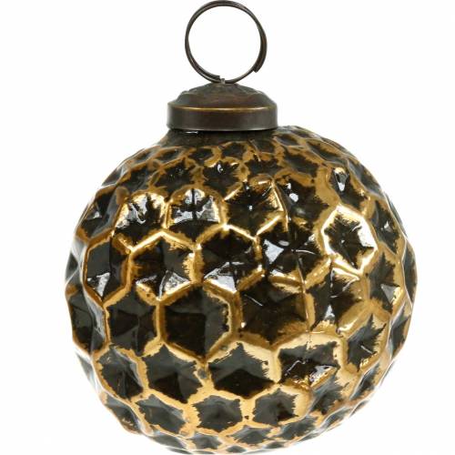 Floristik24 Christmas ball honeycomb pattern brown, golden Ø7.5cm 4pcs