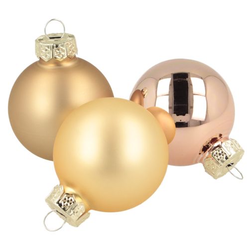Floristik24 Glass balls Christmas balls glass gold rose Ø4cm 24 pcs