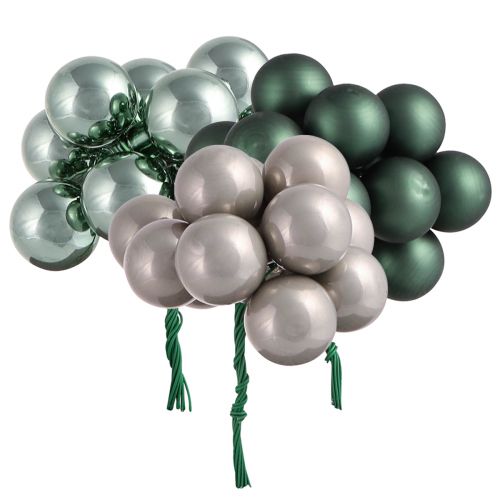 Mini Christmas baubles on wire Green Grey Ø25mm 140pcs