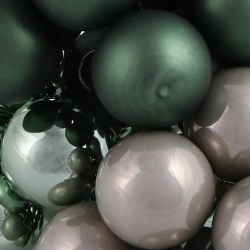 Product Mini Christmas baubles on wire Green Grey Ø25mm 140pcs