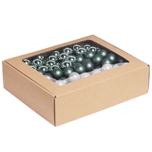 Product Mini Christmas baubles on wire Green Grey Ø25mm 140pcs