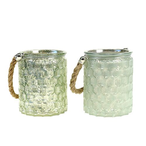 Floristik24 Glass lantern with cord sort. Ø7cm H9cm 4pcs