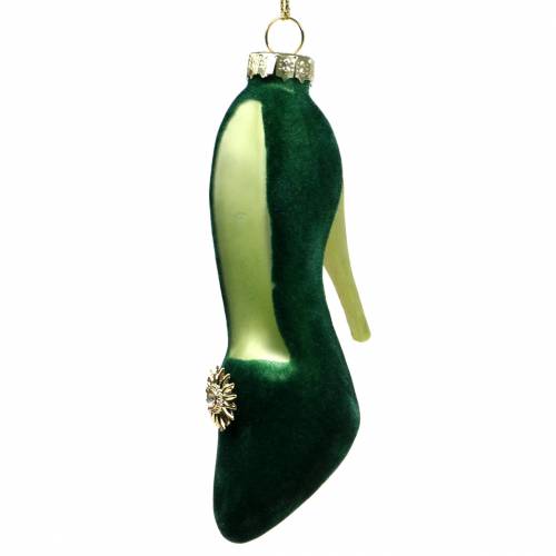 Floristik24 Velvet glass shoes green 12cm 2pcs