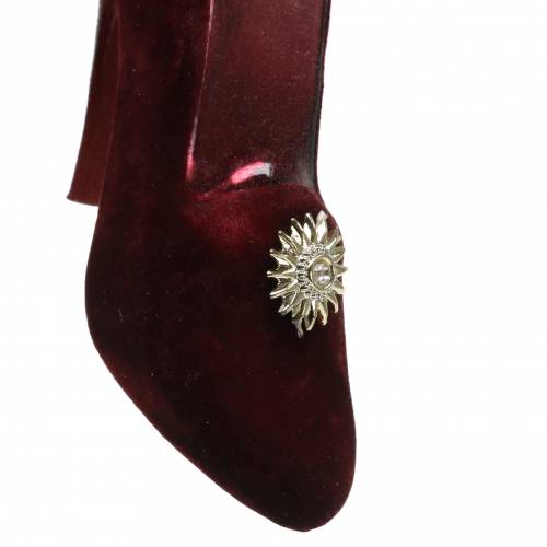 Floristik24 Velvet glass shoes Bordeaux, old rose 12cm 2pcs