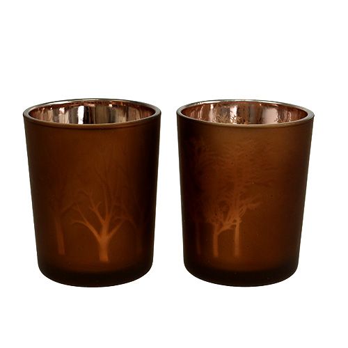 Floristik24 Glass light with pattern brown Ø5,5cm H6,5cm 4pcs