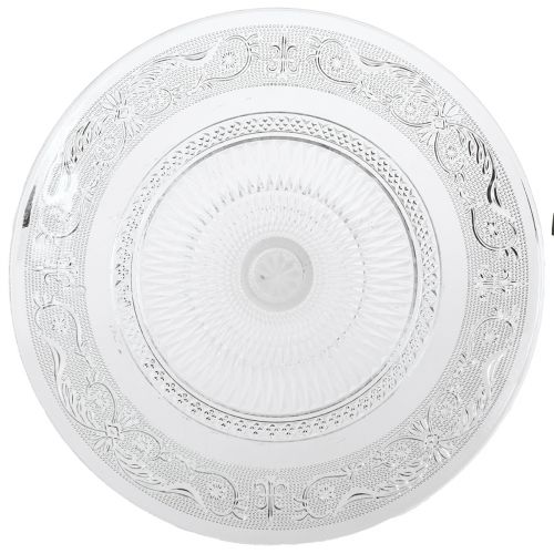 Product Glass plate on foot Flat glass bowl with pattern Clear Ø25cm