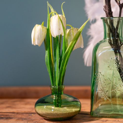 Product Glass vase bulbous green mini vases glass Ø9cm H6cm 6 pcs