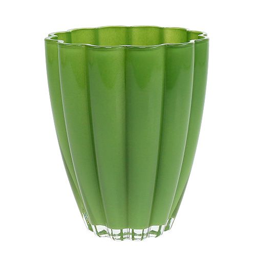 Floristik24 Glass Vase "Bloom" Green Ø14cm H17cm
