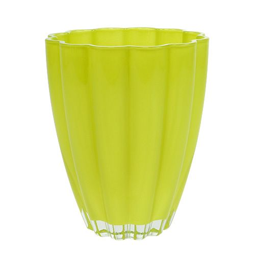 Floristik24 Glass vase &quot;Bloom&quot; lime Ø14cm H17cm