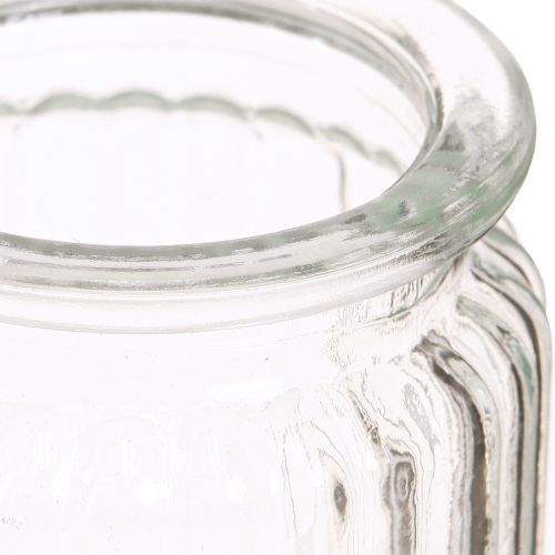 Product Glass vase clear ribbed glass decorative vase Ø8cm H9cm 6 pcs