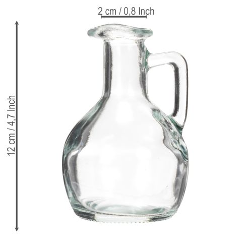 Product Mini vase/water jug with handle for the dining table at home, decorative and functional, 12cm, 6 pieces