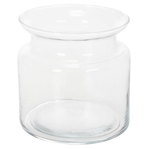 Clear glass vase, decorative glass vase with rim, for candle holder or flower vase, 15cm