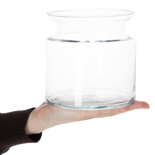 Product Clear glass vase, decorative glass vase with rim, for candle holder or flower vase, 15cm