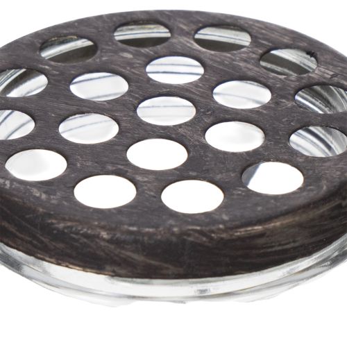 Product Glass bottle in a metal basket, ideal for decorative accents in the living room, 20cm