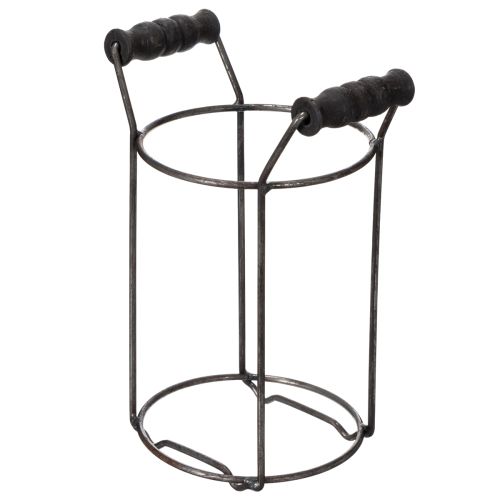 Product Glass bottle in a metal basket, ideal for decorative accents in the living room, 20cm