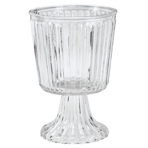 Floristik24 Glass vase with foot decorative glass goblet fluted Ø13cm H19cm
