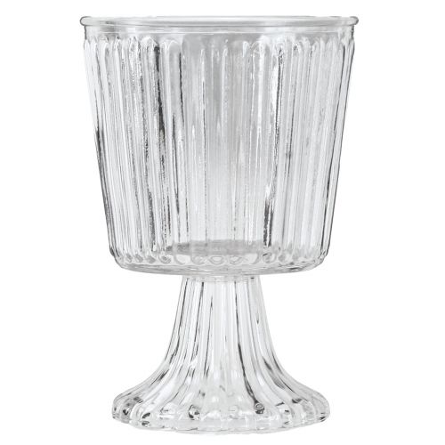 Product Glass vase with foot decorative glass goblet fluted Ø13cm H19cm