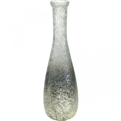 Floristik24 Flower vase made of glass, table vase two-tone real glass clear, silver H30cm