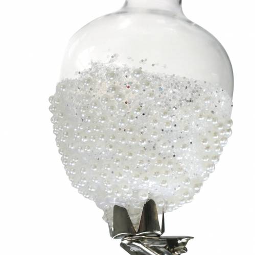 Floristik24 Glass vase with clip glitter and pearls Ø4.9cm H9.5cm clear 3pcs