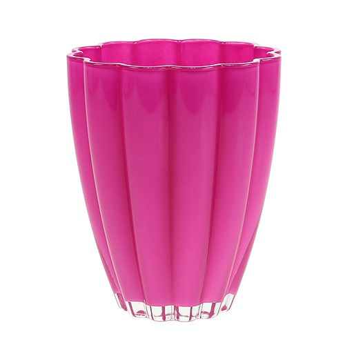 Floristik24 Glass Vase "Bloom" Pink Ø14cm H17cm